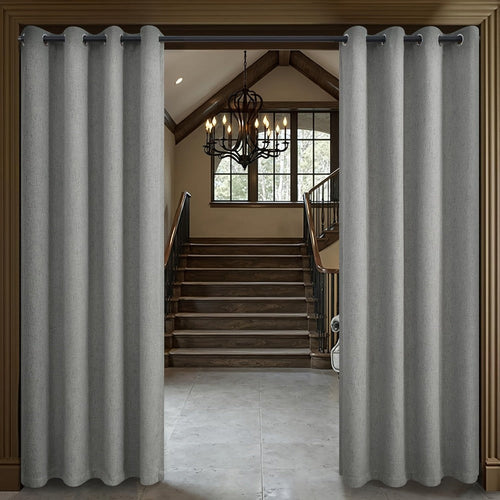 Blackout Curtains 2 Panels 100% Blackout Linen Textured Thermal Insulated Grommet Window Drapes Noise Reducing for Bedroom Living Room Hall - Full Light Blocking Room Darkening Curtains