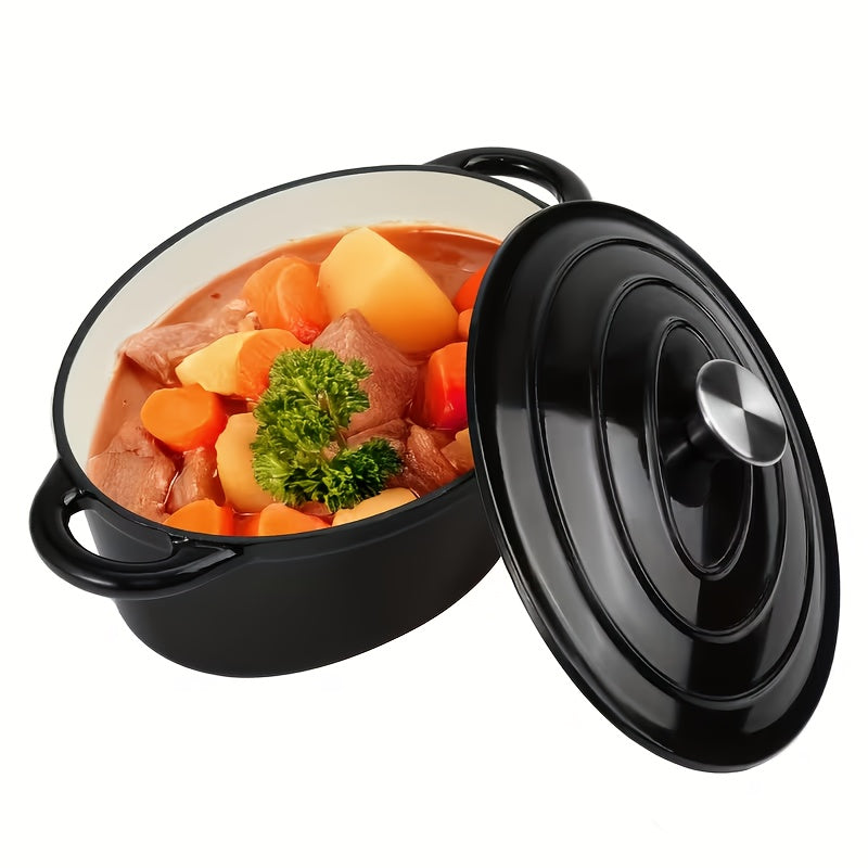 Enameled Cast Iron Dutch Oven 4.5QT with Lid & Dual Handles - Even Heat Distribution, Non-Stick Enamel Interior, for Bread Baking, Slow Cooking, Braising & Roasting, Compatible with All Stovetops & Oven