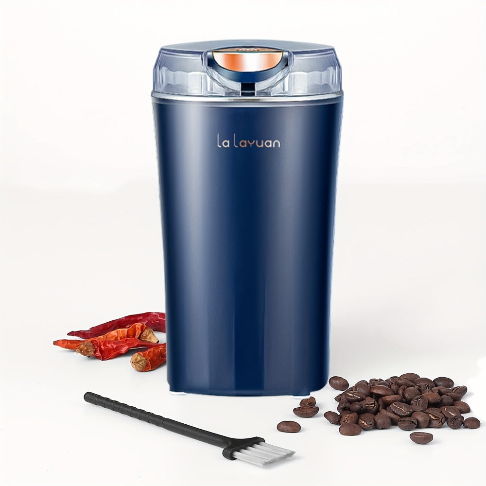Electric Coffee Grinder 200W | Quiet Spice Grinder | 80g Large Capacity 12 Cups | 304 Stainless Steel Blade | One-Touch Operation | Grinds Coffee Beans Spices Nuts Grain | Blue Black