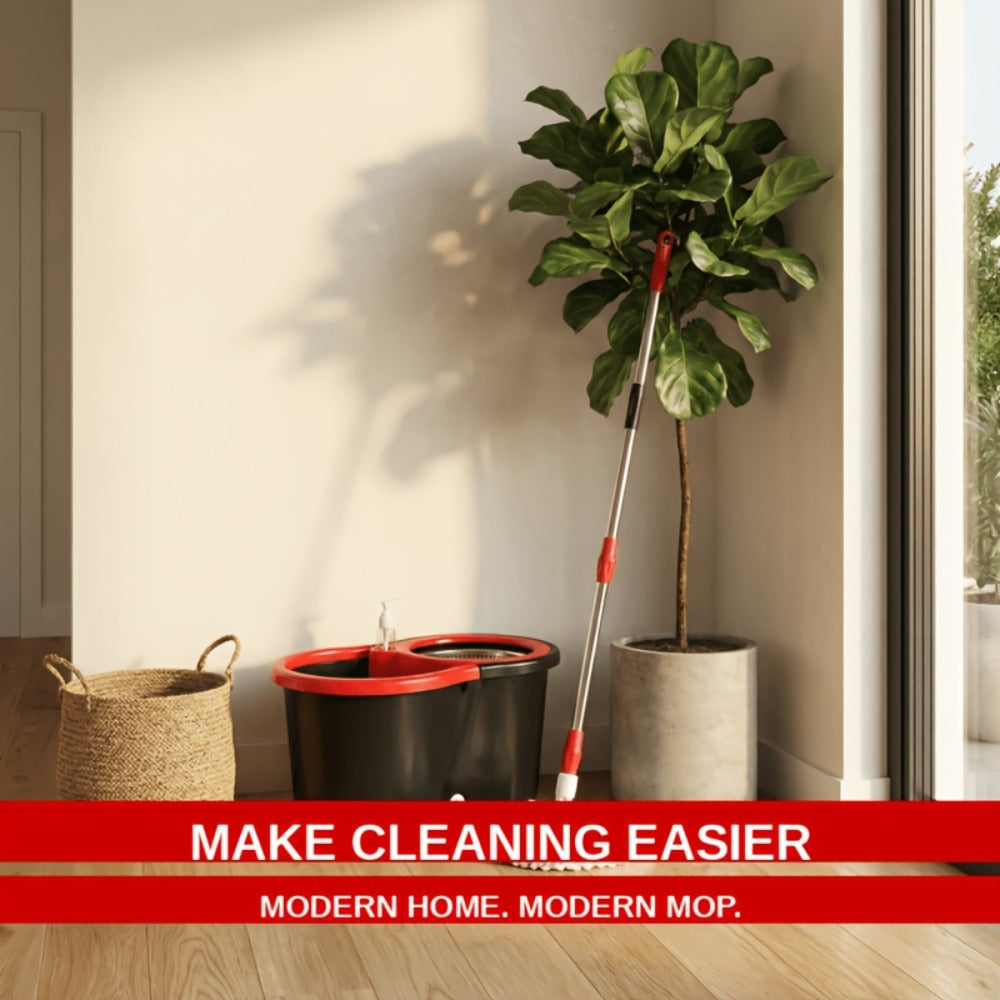 Spin Mop and Bucket Set with Wringer 360 Degree Spinning Self-Wringing Mop 4 Microfiber Mop Heads Soap Dispenser Extended Handle for Hardwood Tile Laminate Floor Cleaning