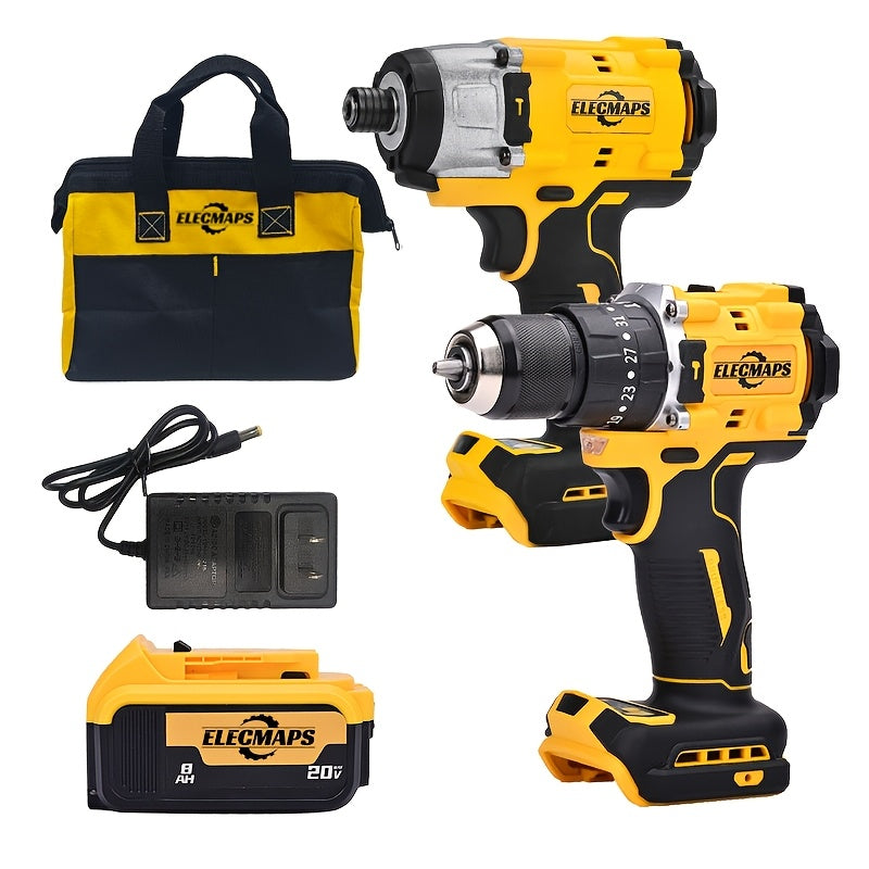 Cordless Power Tool Combo Kit for Dewalt 20V Battery - Impact Wrench 1500Nm, Brushless Drill & Screwdriver Set for Home Repair & Construction