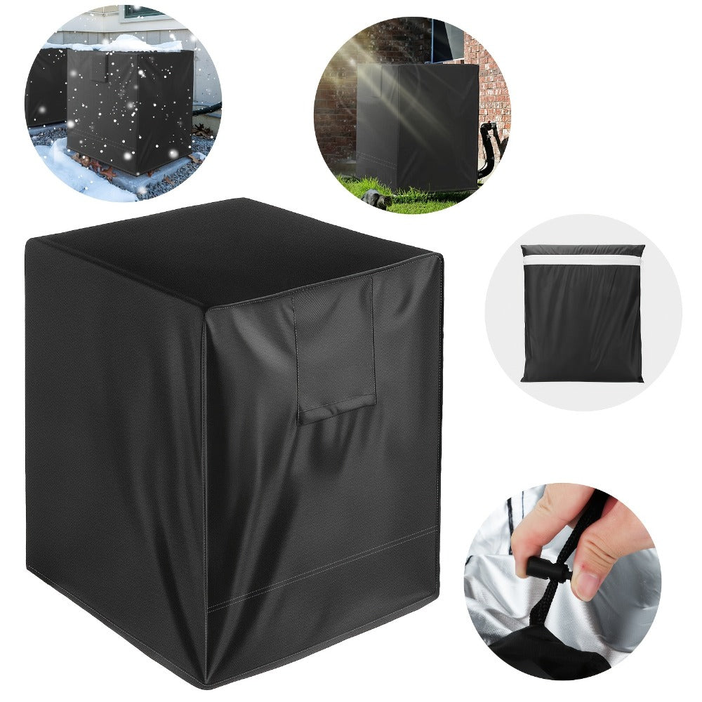 Outdoor AC Unit Cover 30x30x32 Inch Waterproof | Air Conditioner Protector with Drawstring Closure for Condenser & HVAC ¨C All-Weather UV & Rain Shield, 210D Oxford Cloth, Black