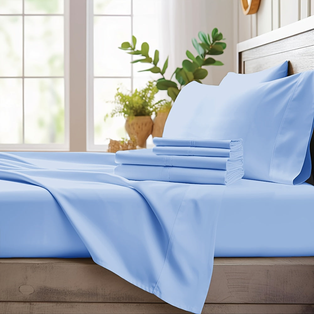 Bamboo Cooling Sheet Set 4pcs ¨C Deep Pocket Fitted Sheet Flat Sheet Pillowcases for Hot Sleepers Twin Full Queen King