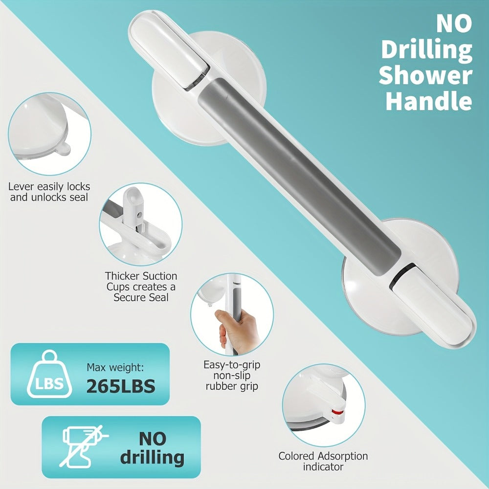Safety Grab Bar for Seniors - Suction Cup Handrail for Bathroom, Non-Slip Bathtub Rail, Elderly Assist Handle, No Drill Wall Bar for Shower, Toilet, Kitchen Support