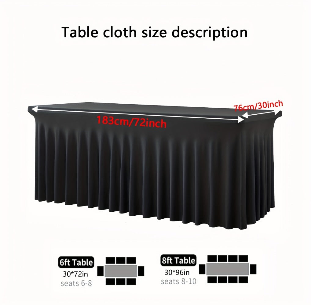 Spandex Fitted Tablecloth 2 Pack Wrinkle-Free Stretch Table Cover with Pleated Skirt for 6FT 8FT Rectangle Tables Wedding Banquet Party Birthday Event Decoration Red Polyester Table Cloth Set