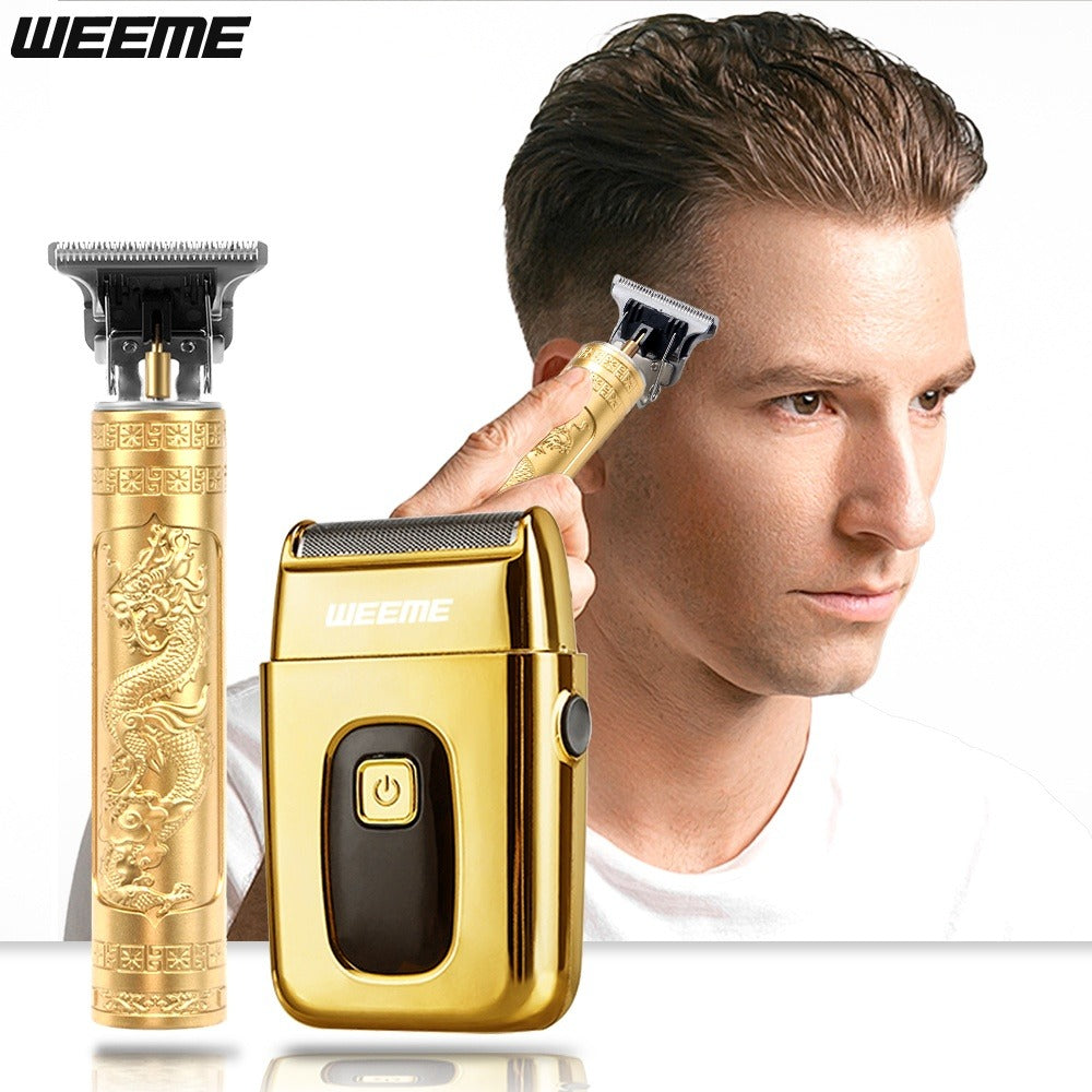 Men's Electric Hair Trimmer and Beard Trimmer 2-Piece Set Cordless Hair Clipper Short Beard Shaver for Haircut Shaving Styling Home Car Travel Use