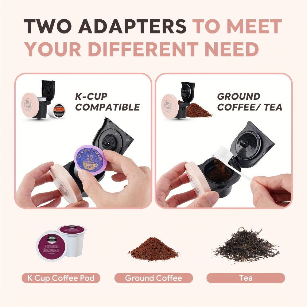 Single Serve Coffee Maker 2-in-1 K-Cup Compatible and Coffee Grounds - Mini Drip Coffee Machine 4-8oz Fast Brew for Home Office Travel Dorm, Compact Coffee and Tea Maker with Removable Tank Quiet Operation