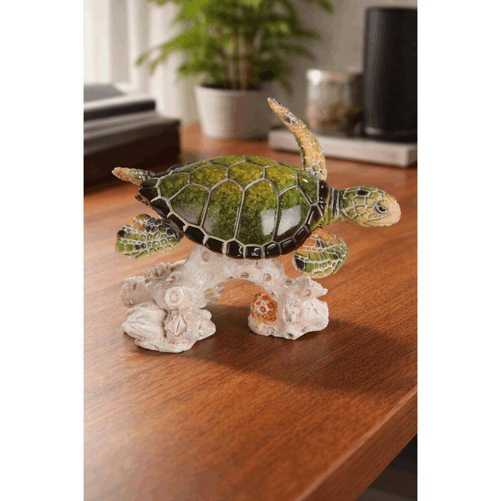 Sea Turtle Figurine Polyresin Home Decor, 4.75¡± Upward Swimming Turtle Sculpture for Living Room, Bedroom, Office & Bathroom, Unique Collectible Gift for Housewarming, Birthday & Holidays