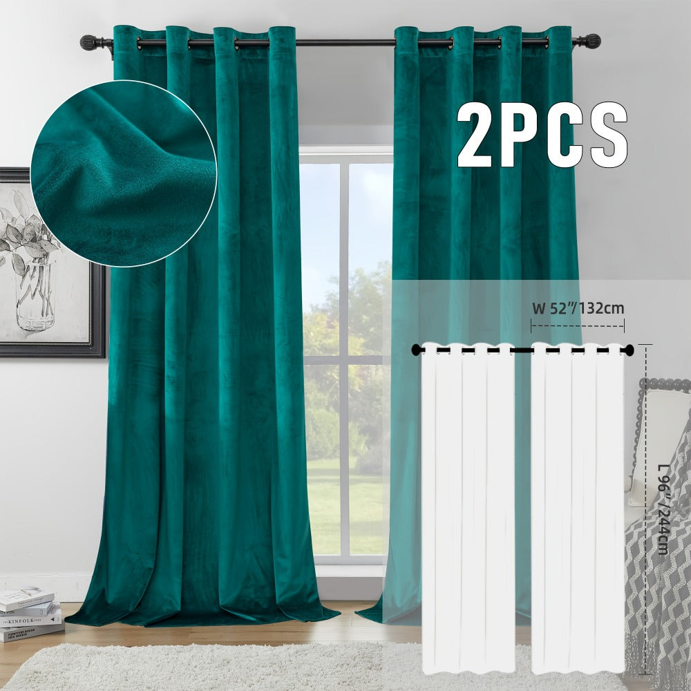 Velvet Room Darkening Curtains 2 Panels | Grommet Top Thermal Insulated Soundproof Blackout Curtains for Living Room Bedroom, Soft Solid Color Vintage Window Drapes