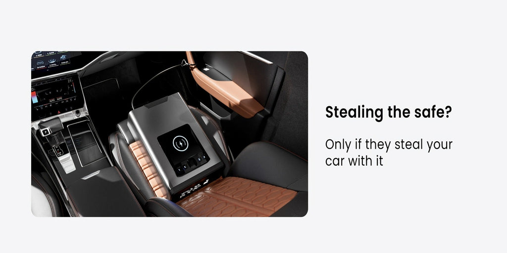 Biometric Gun Safe with Fingerprint Lock LED Clock and Wireless Charging DOJ Pistol Safe Backlit Keypad LED Light 2-in-1 Watch Mobile Charging Jewelry Storage Bedside Nightstand Safe Grey Black