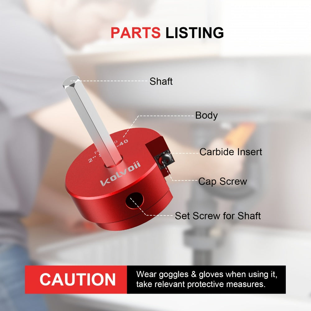 PVC Pipe Reamer Kit 8pcs - Fitting Saver for SCH 40 Plastic Pipe, Aluminum Alloy Body with 11.5¡± Hex Shaft, 8 Sizes 1/2¡± to 4¡±, for PVC PP PE ABS Pipes, Drill Compatible, Red