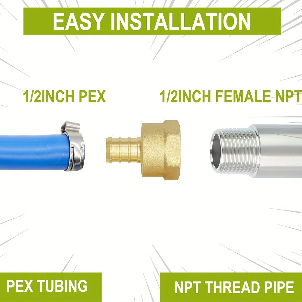 Brass PEX Crimp Adapters 20pcs - 10pcs 1/2¡± PEX x 1/2¡± Male NPT & 10pcs 1/2¡± PEX x 1/2¡± Female NPT Threaded Adapter, Crimp Fittings for PEX Pipe Plumbing Connections