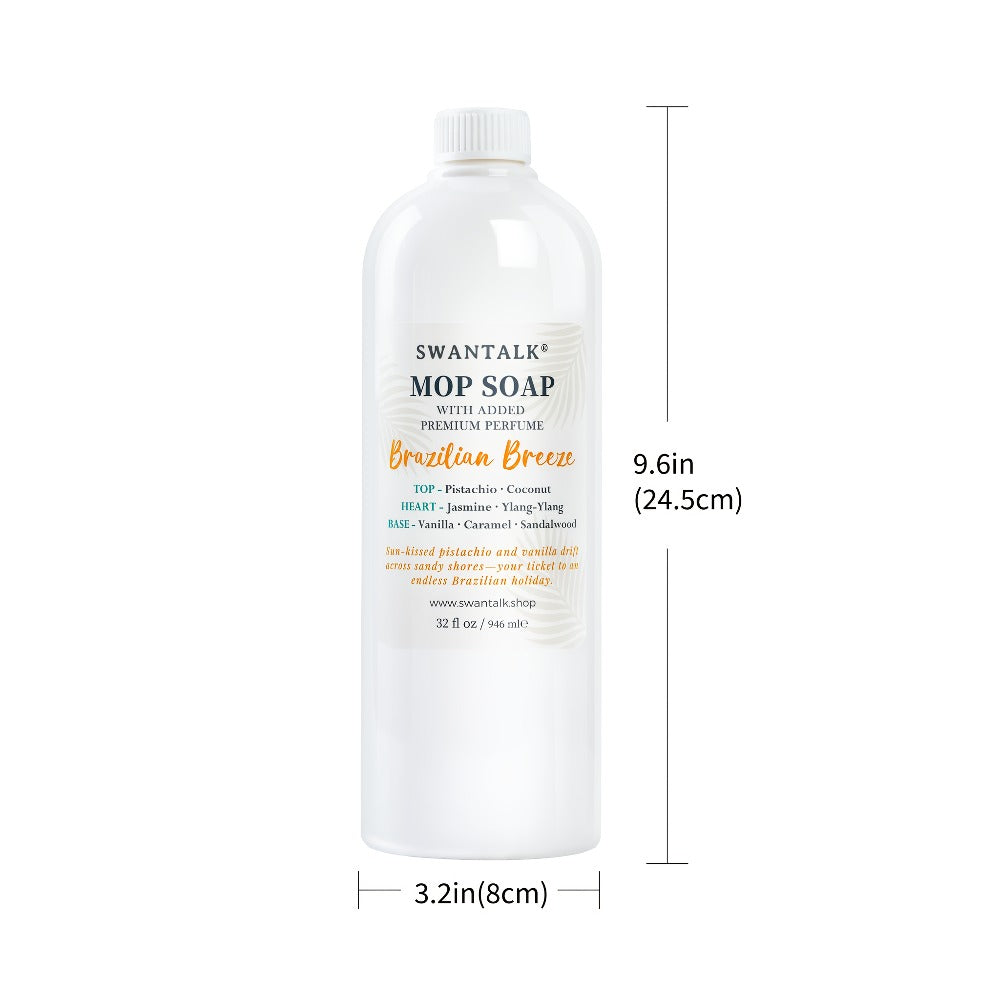 Concentrated Floor Cleaner 4X Formula 32 fl oz, SWANTALK Mop Soap Multi-Surface Streak-Free Floor Wash, Perfume-Inspired Deodorizing Cleaner, Pet Friendly ¨C Brazilian Breeze, Island Coconut, Pacific Linen
