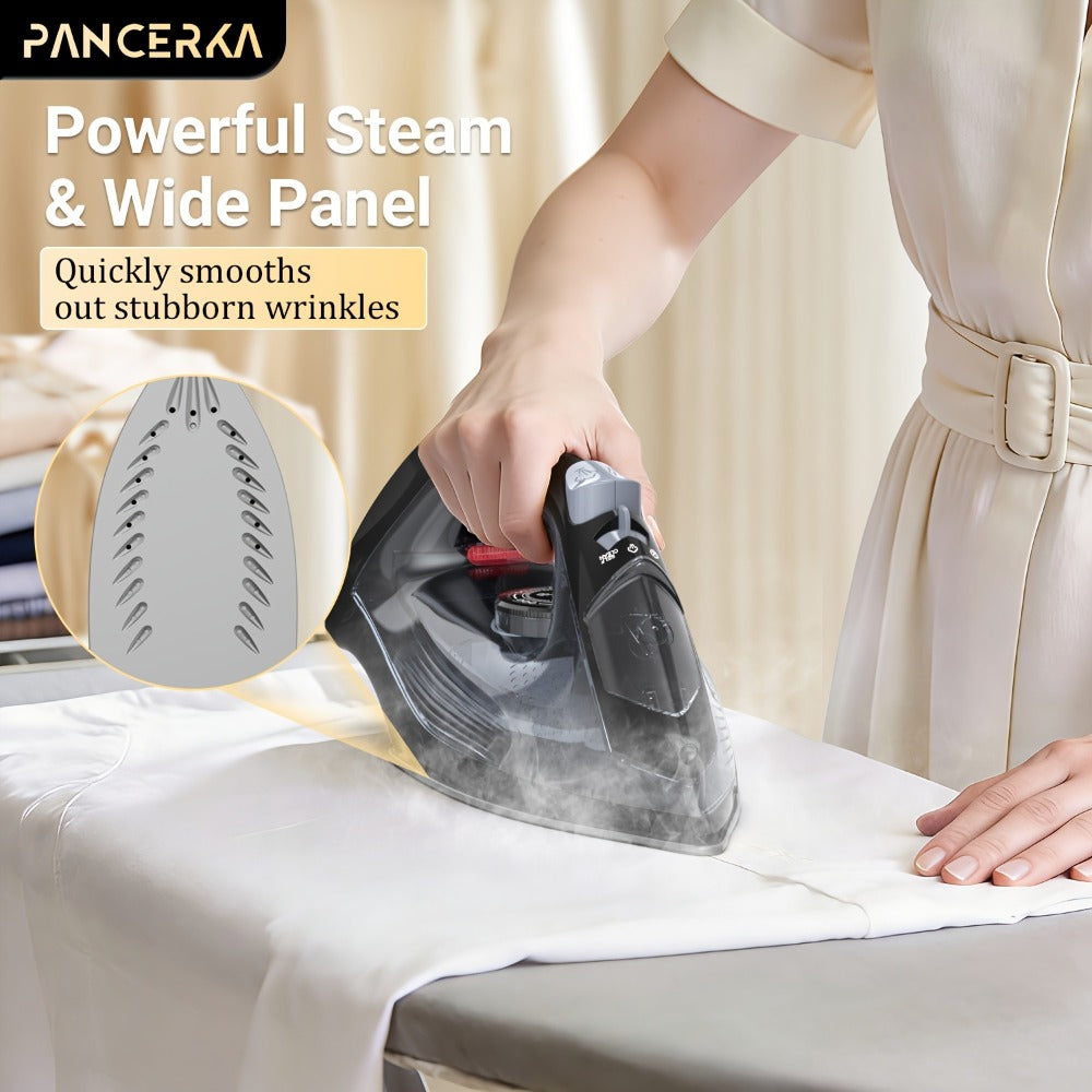 1200W Steam Iron for Clothes Adjustable Thermostat Non-Stick Soleplate Variable Steam Control Overheat Protection Powerful Long-Lasting Steam for All Fabrics Black