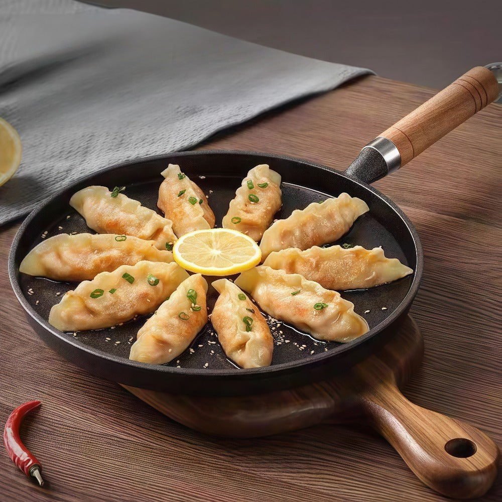 Cast Iron Skillet Non-stick Flat Pan 8.27/9.45/10.63 Inch for Pancakes Eggs & Crepes ¨C Induction Gas Campfire Compatible Breakfast Griddle Pan for Indoor Outdoor Cooking