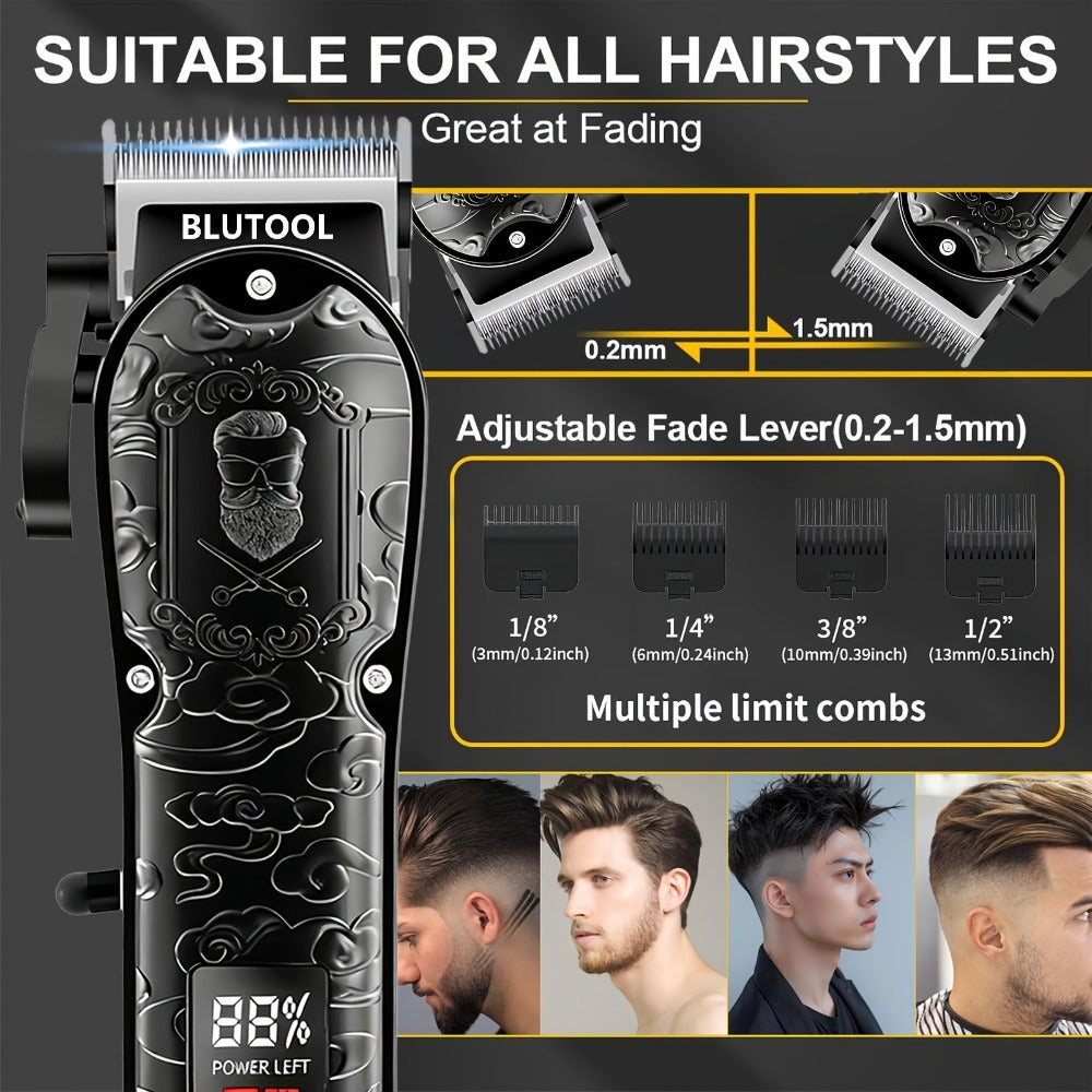 Men's Grooming Set USB Rechargeable Hair Clipper Electric Shaver Nose Ear Hair Trimmer with LCD Battery Display 2-Piece and 4-Piece Options Gift for Husband Boyfriend