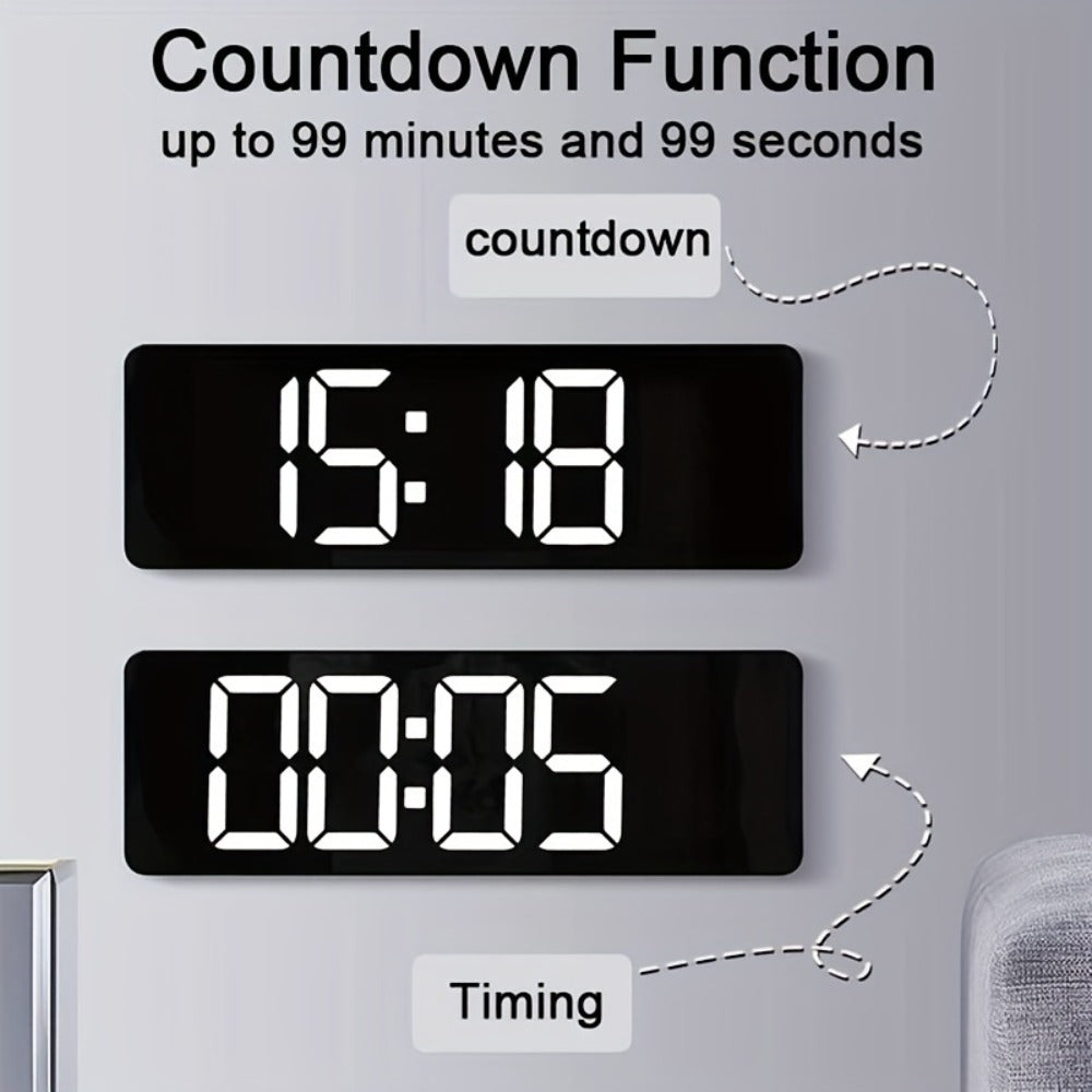 LED Digital Alarm Clock with Dual Alarm, Countdown Timer & 4-Level Dimmer for Bedside Nightstand
