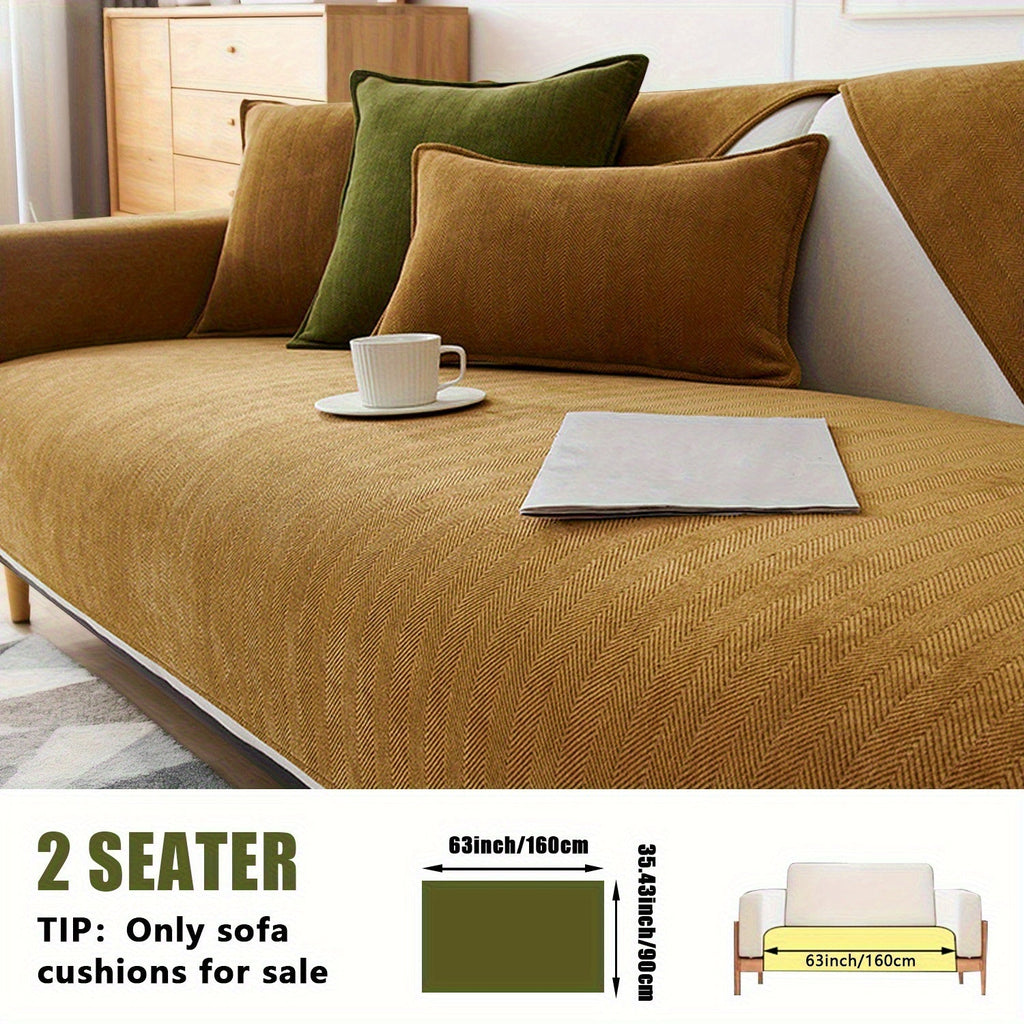 Chenille Ribbed Sofa Cover - Pet Friendly Non-Slip Machine Washable Soft Stretch Slipcover for 1-4 Seater Sectional Sofa Living Room Bedroom Office, 9 Colors