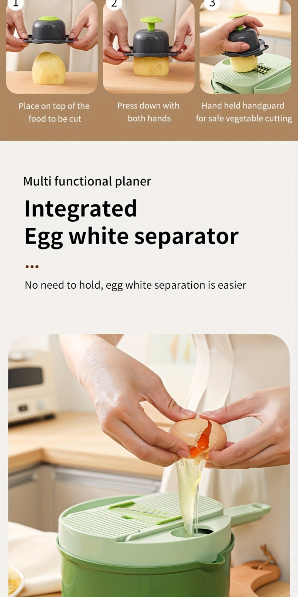 Vegetable Chopper 16-in-1 Heavy Duty Manual Food Processor with Container ¨C Onion Dicer, Potato Slicer, Garlic Mincer, Carrot Cutter, Multi-Function Kitchen Veggie Chopper for Tomato, Pepper, Cucumber