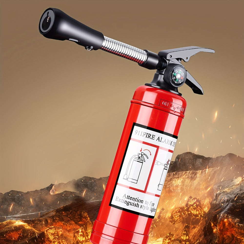 Fire Extinguisher Lighter Refillable Butane Windproof Novelty Lighter Multifunctional Hose Flamethrower Style Inflatable Lighter for Camping Outdoor Candles Birthday Holiday Gifts