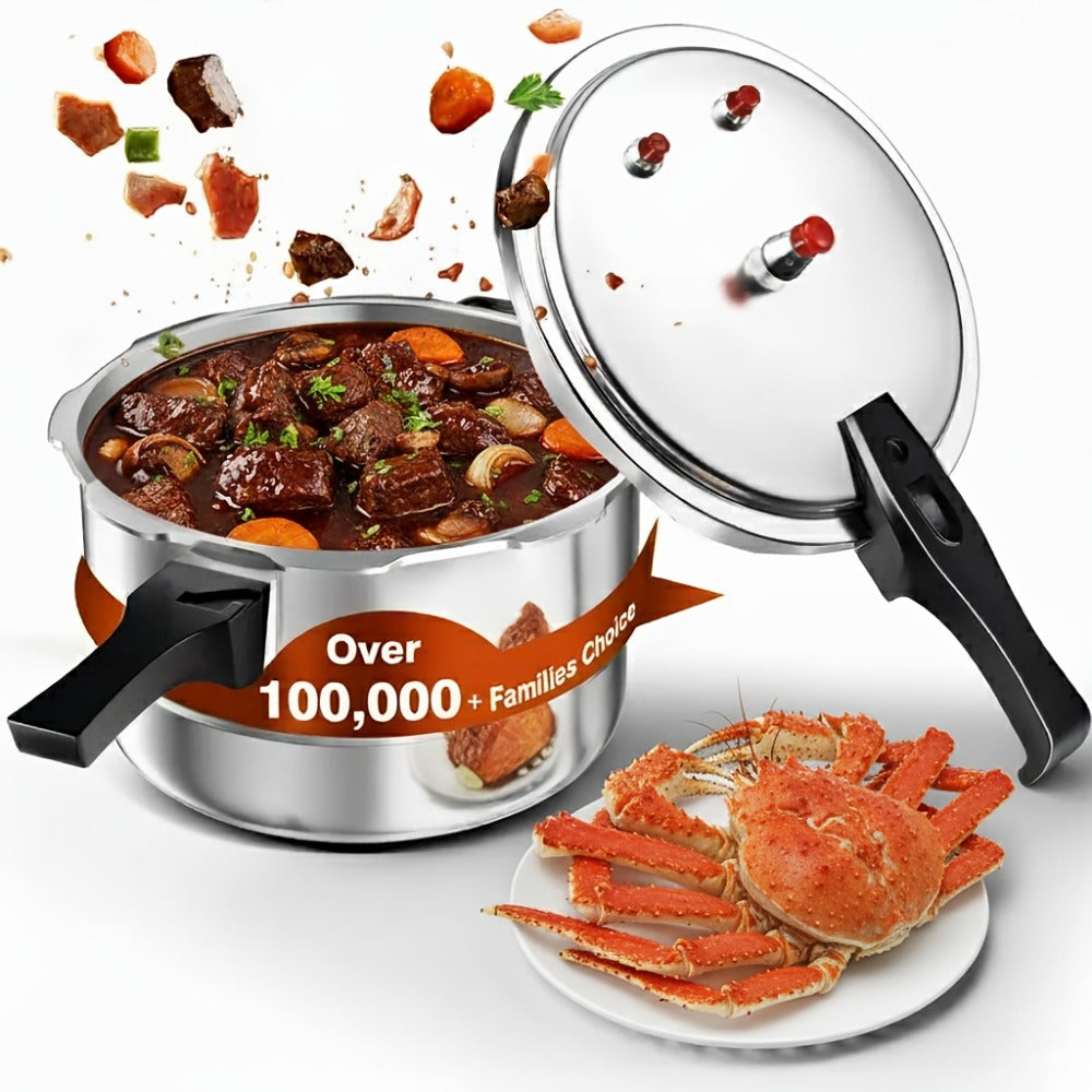Aluminum Pressure Cooker Stovetop - 4.5Qt & 8Qt with Exhaust Valve & Multiple Safety Protections, Compatible with Gas & Induction Stoves, Canning Rack Included, Family Meals & Catering