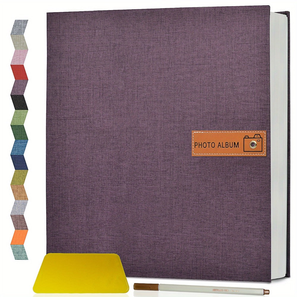 Self Adhesive Photo Album Scrapbook ¨C Large Linen Cover Memory Book for 4x6 5x7 8x10 Photos, DIY Picture Book with Metal Pen, Gift for Mom, Baby, Wedding, Valentine's Day & Mother's Day, 40 & 60 Pages