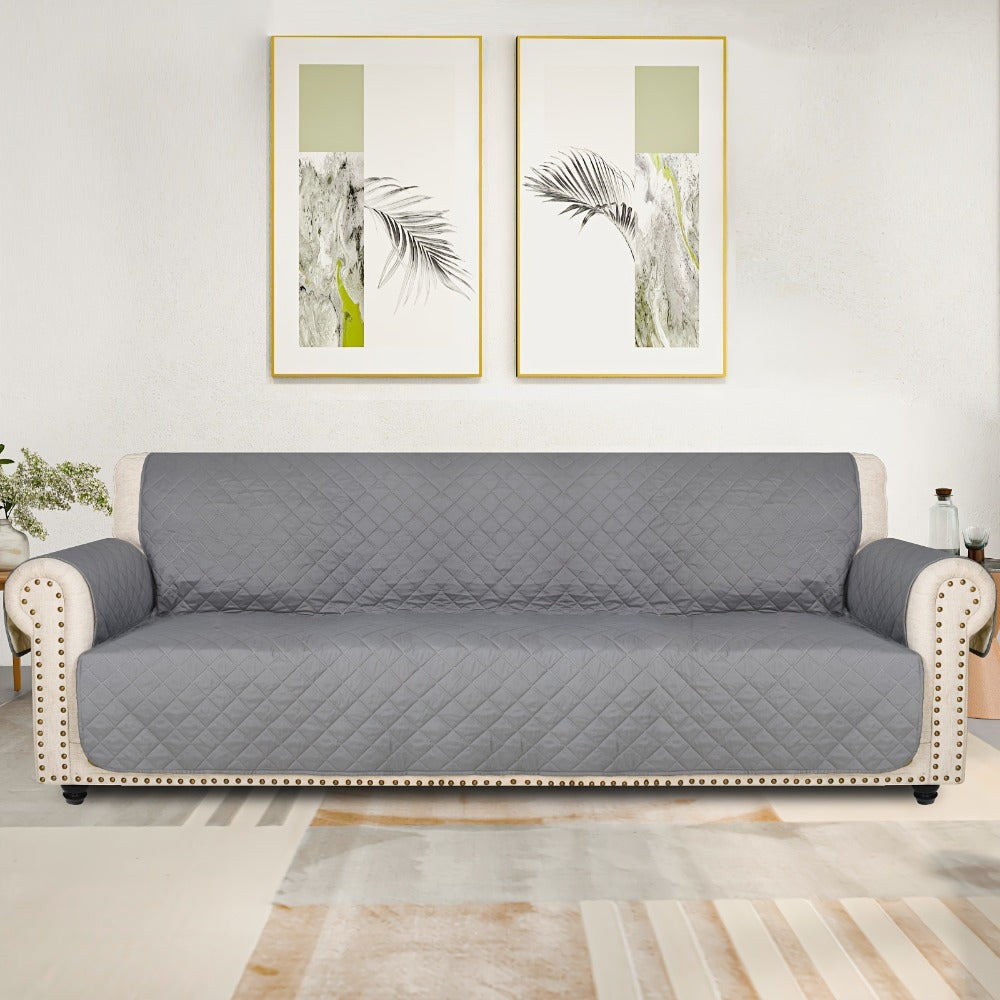 Sofa Slipcover 5-Layer Quilted Thick Sofa Cover Protector Elastic Strap Non-Slip Washable Pet Friendly Universal Fit 3 4 Seater Couch Cover for Living Room - 10 Colors