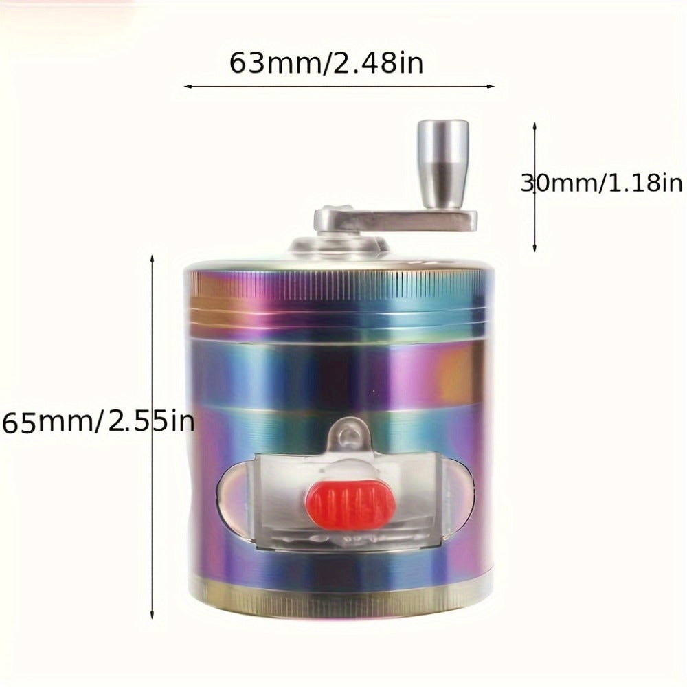 Spice Grinder 4-Layer Hand Crank Metal Herb Grinder ¨C Colorful Rainbow Multifunctional Spice Crusher for Kitchen, Manual Spice Mill, Kitchen Gadget Gift
