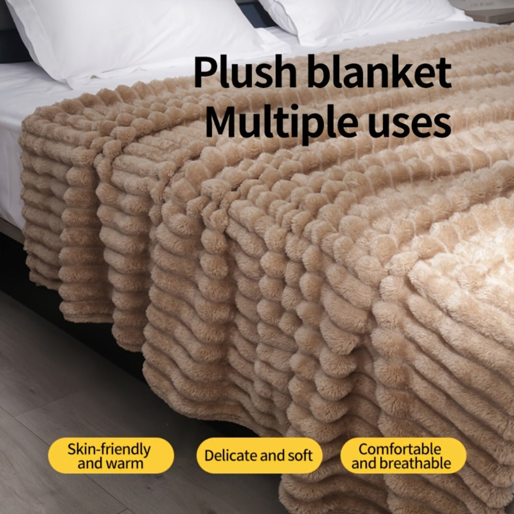 500gsm Heavy Plush Blanket ¨C Ultra Thick Soft Warm Fluffy Blanket for Bed, Sofa & Travel, Baby to Double Size, 5 Colors