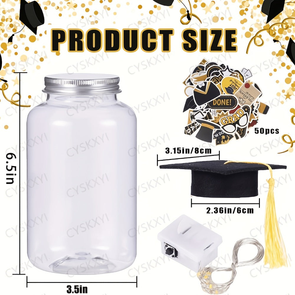 Graduation Gifts Lighted Jars 2026 Set of 8 with Graduation Stickers Party Decorations Mason Jar Lights Keepsake Gift for Her Him High School College Grad