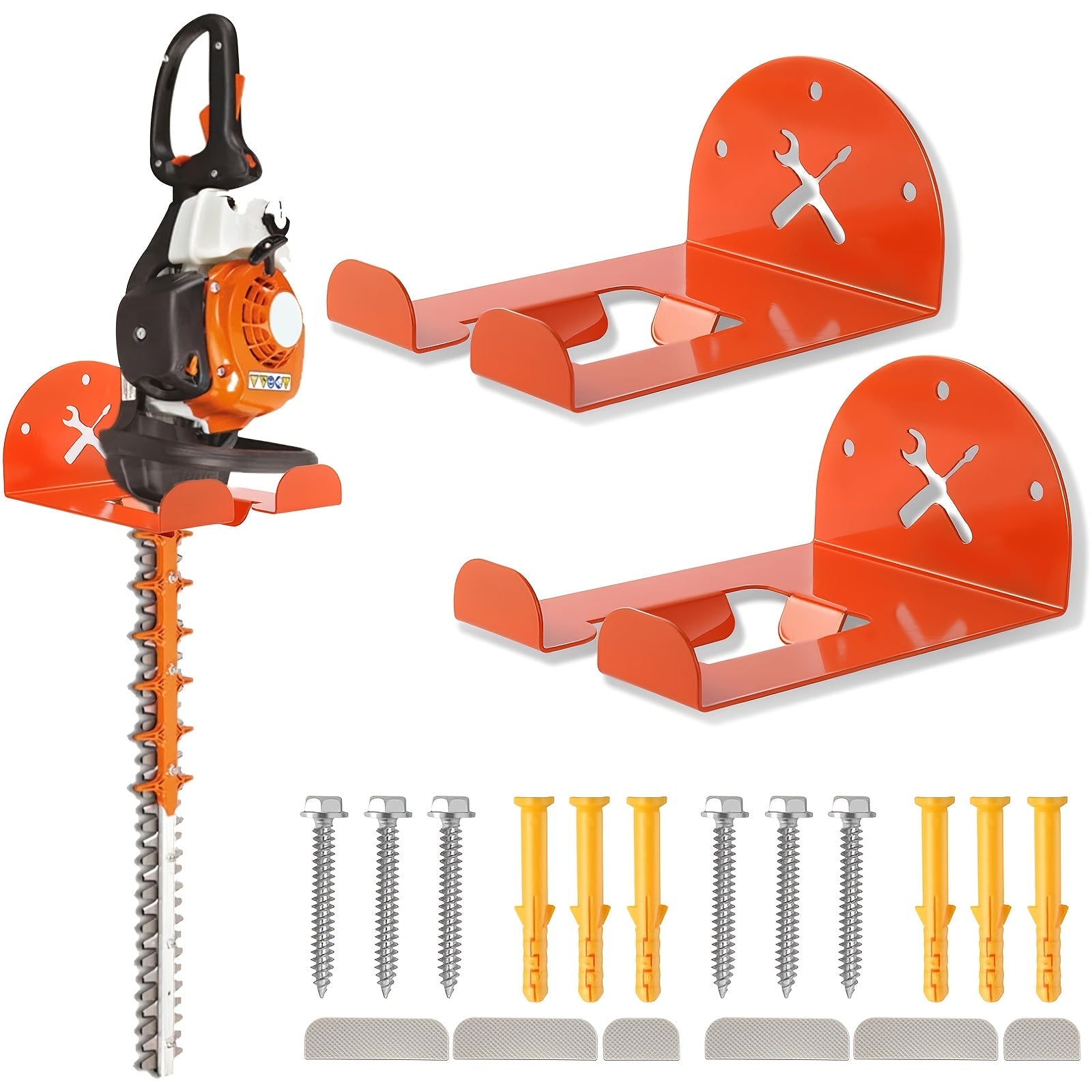 Weed Eater Hanger Wall Mount Trimmer Rack ¨C 8¡± Heavy Duty Garage Storage Hooks for Grass Trimmer, Hedge Trimmer, Leaf Blower & Chainsaw | Garden Power Tool Holder Organizer Wall Bracket | 1/2/4pcs
