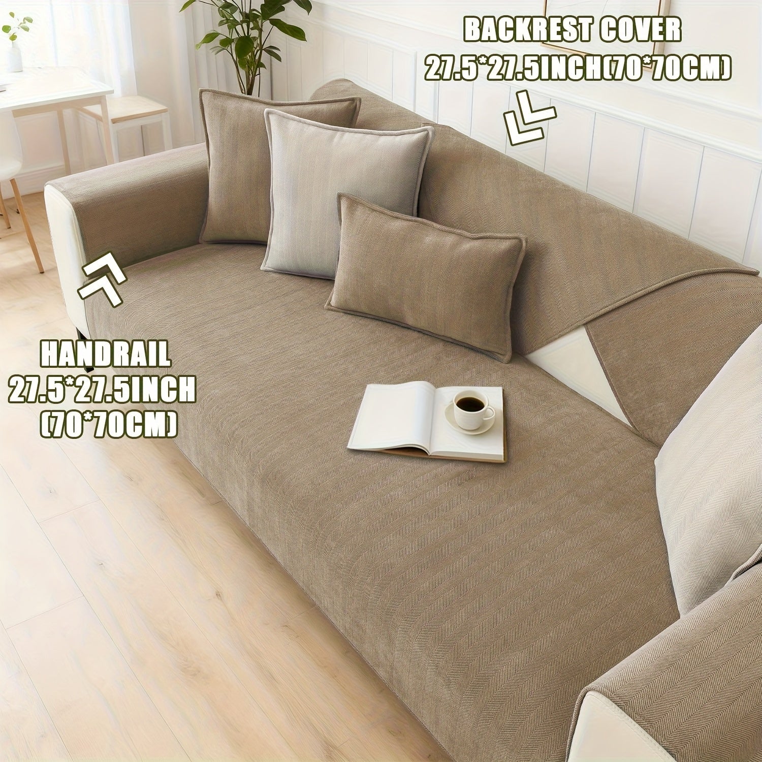 Chenille Ribbed Sofa Cover - Pet Friendly Non-Slip Machine Washable Soft Stretch Slipcover for 1-4 Seater Sectional Sofa Living Room Bedroom Office, 9 Colors