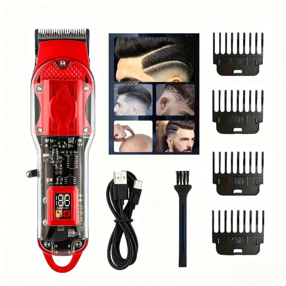 Professional Hair Clippers for Men - Cordless USB Fast Charging with Digital Display, 4 Adjustable Speeds, 4 Limit Combs 0.5-15mm, Rechargeable Lithium Battery, Barber-Grade Portable Clipper Kit 1 or 3 Piece
