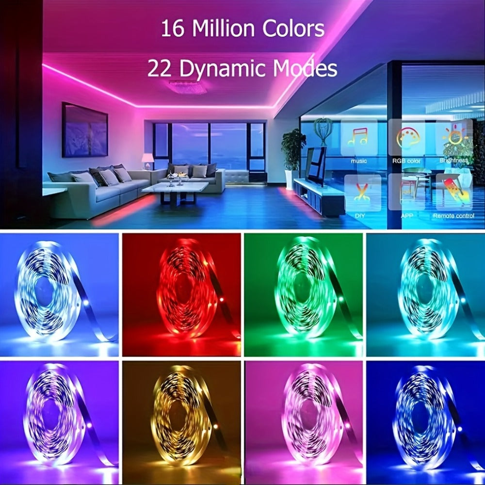 Smart LED Strip Lights 5050 RGB IC App & Remote Control, Music Sync Color Changing, for Bedroom Living Room Kitchen TV Home Decoration, Party Holiday Lighting ¨C 25ft 50ft 100ft 130ft 200ft Available