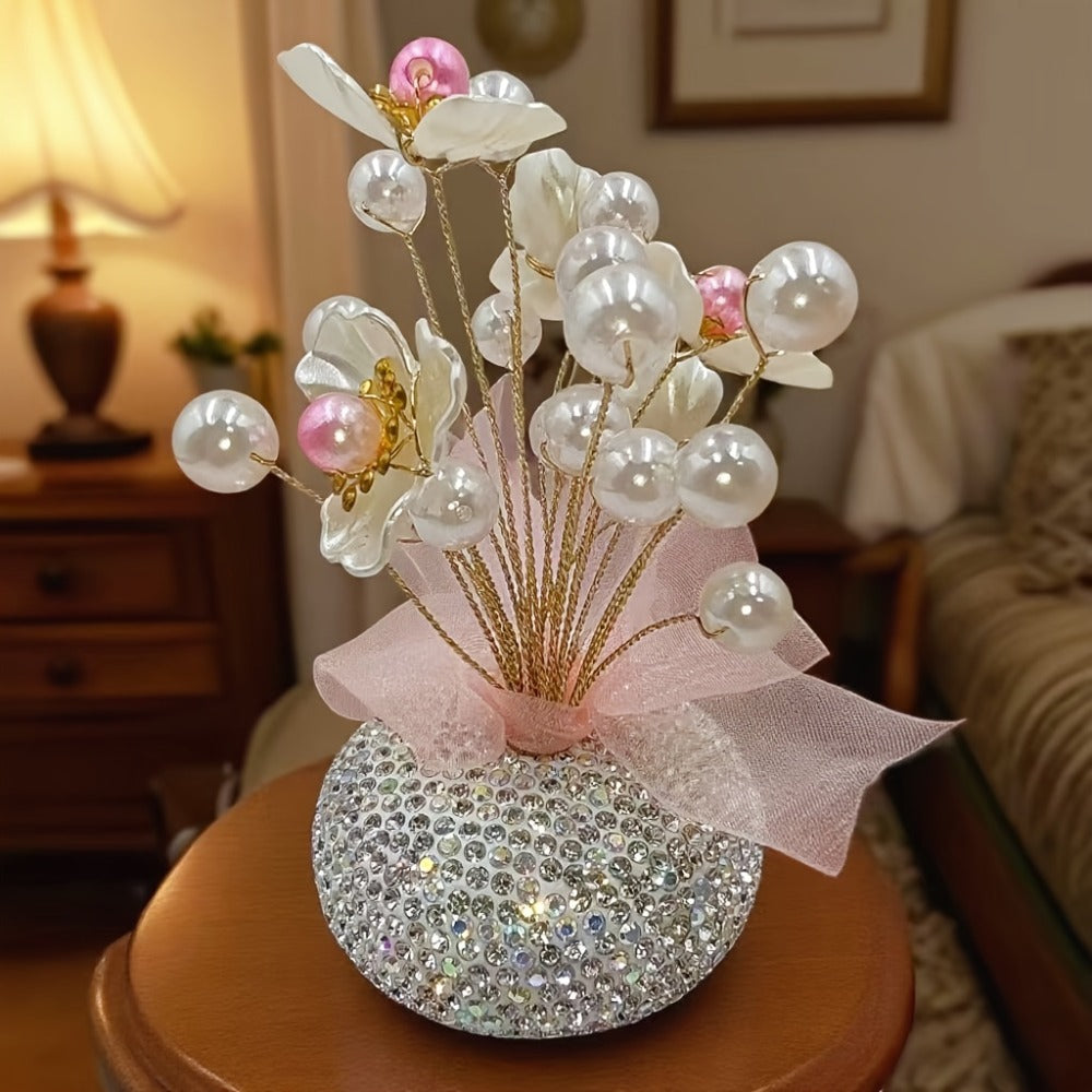 Crystal Flower Car Decoration Handmade DIY Simulation Crystal Flowers for Car Center Console Dashboard Home Decor Holiday Party Birthday Gift Mother's Day Valentine's Day