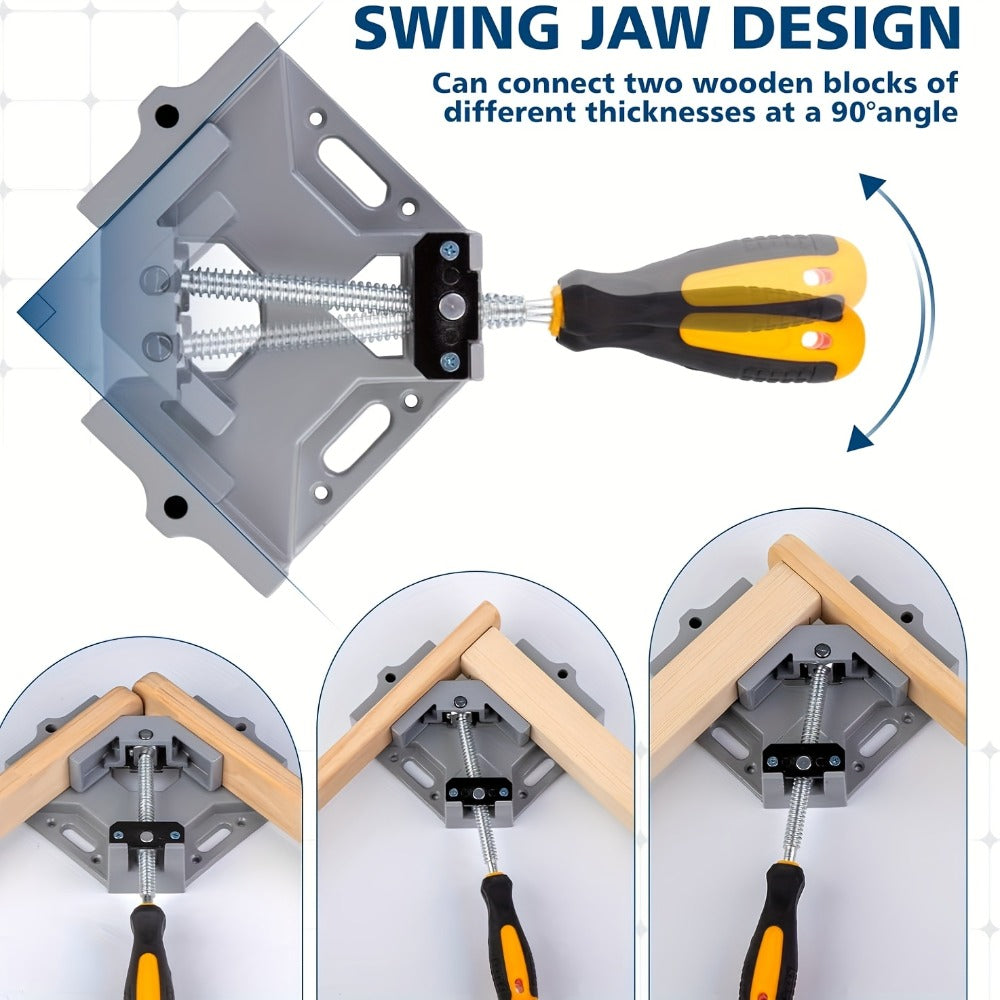 Right Angle Woodworking Clamp Set 2 & 4-Piece ¨C Adjustable Aluminum Alloy Swing Jaw, 90-Degree Corner Clamps for Welding, Furniture Assembly, Framing & DIY Woodworking Projects