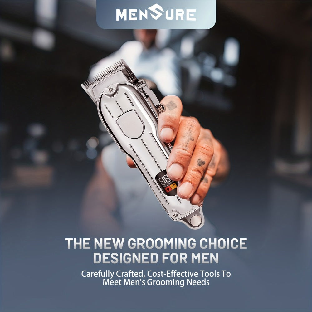 Professional Hair Clipper & Beard Trimmer Set - MENSURE Cordless 6000RPM Hair Cutting Kit with T-Blade Trimmer, 7 Guide Combs, LED Display & Type-C Fast Charging, Barber Kit for Men Home & Salon Use