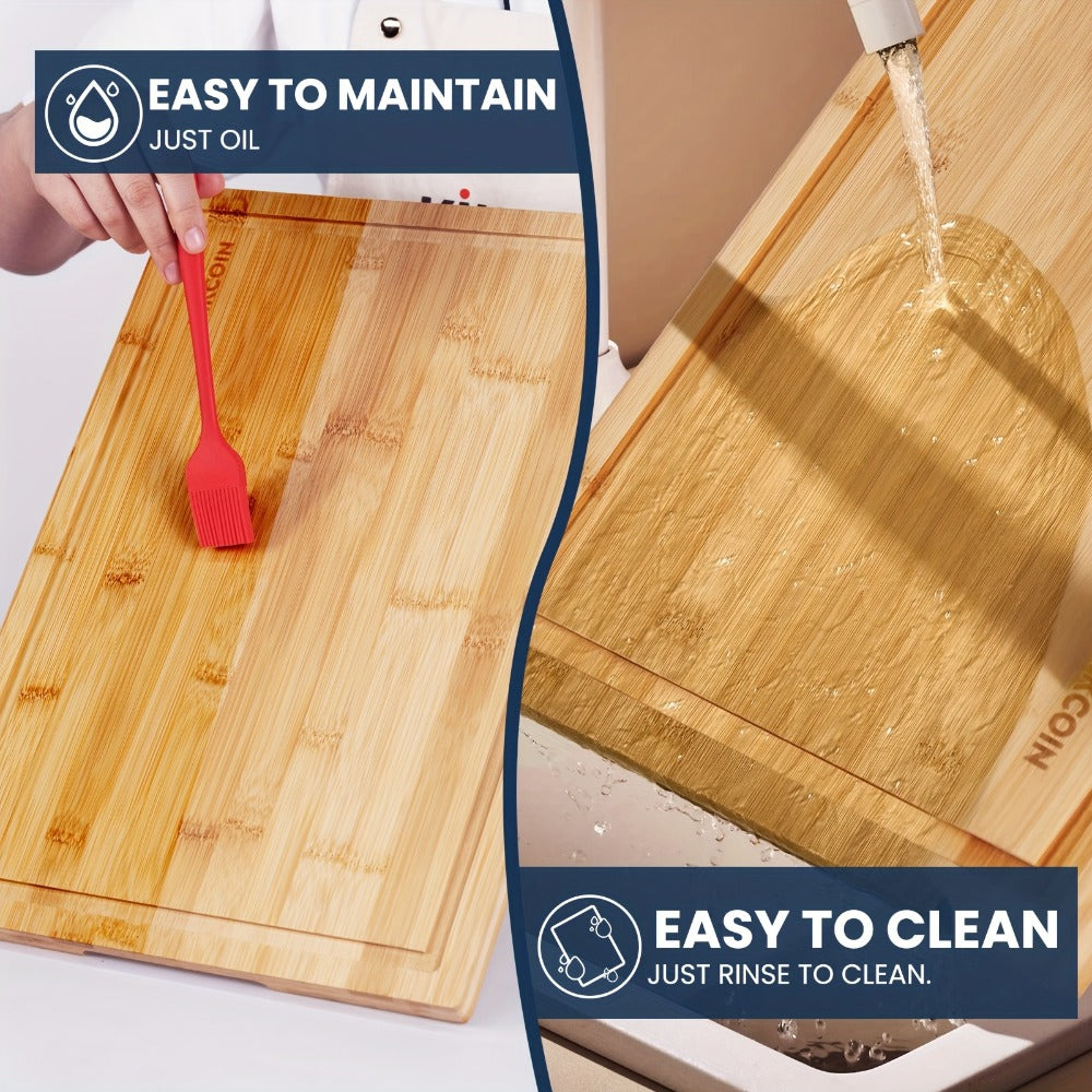 Bamboo Cutting Board Set with Storage Rack & Juice Groove | 4-Piece Kitchen Chopping Board for Vegetables Meat Fruits Bread Cheese | Eco-Friendly Wood Cutting Boards | Perfect Kitchen Gift Set