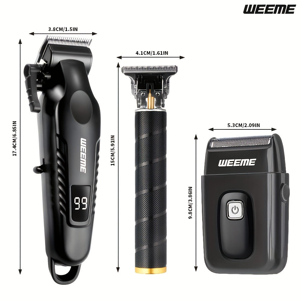 Men's Professional Grooming Kit ¨C Cordless Rotary Shaver & T-Blade Trimmer, Type-C Charging, 6 Adjustable Combs, Non-Slip Beard Shaper for Travel & Family Haircut