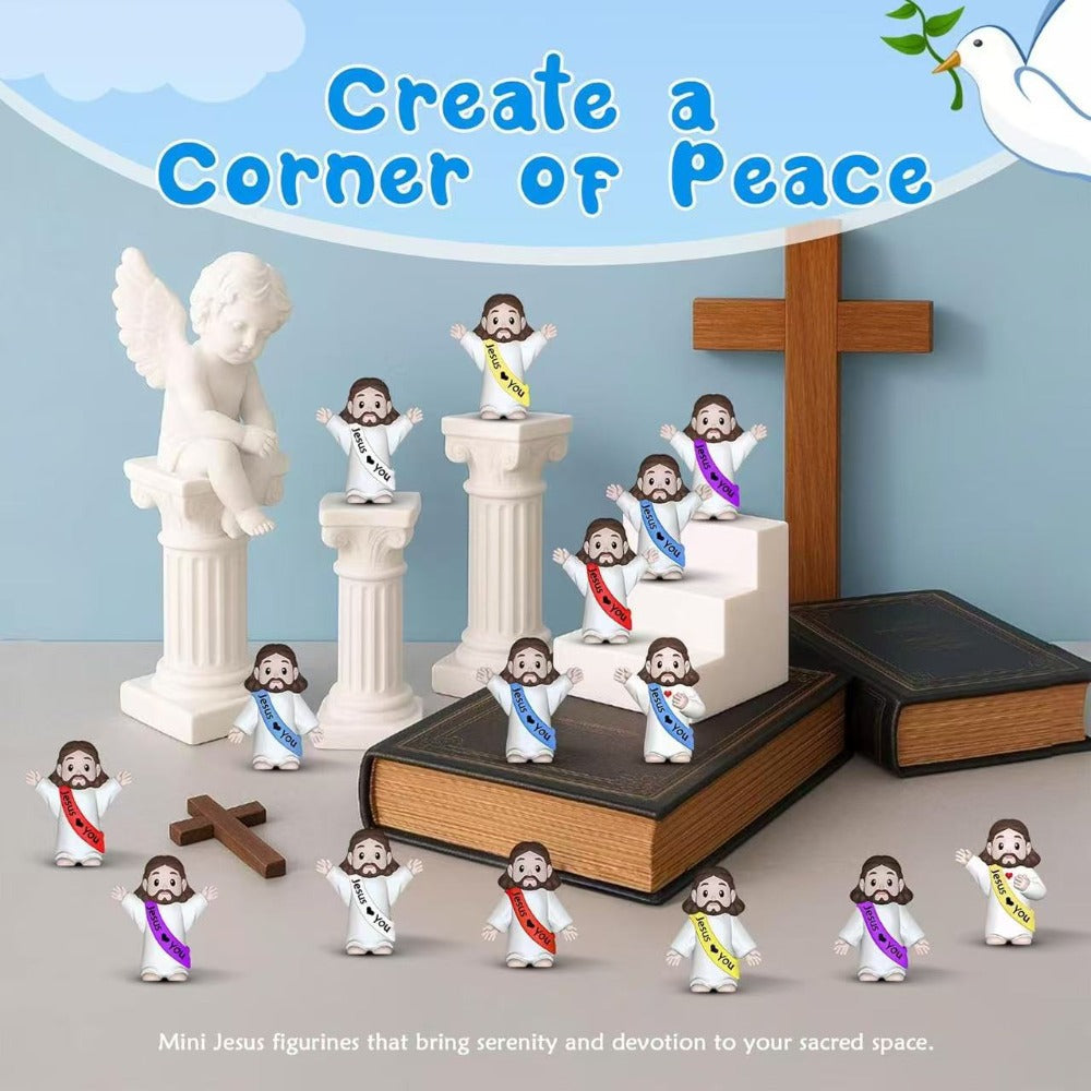 100pcs Mini Jesus Statue Party Favors - Religious Baptism First Communion VBS Crafts Gift Random Color