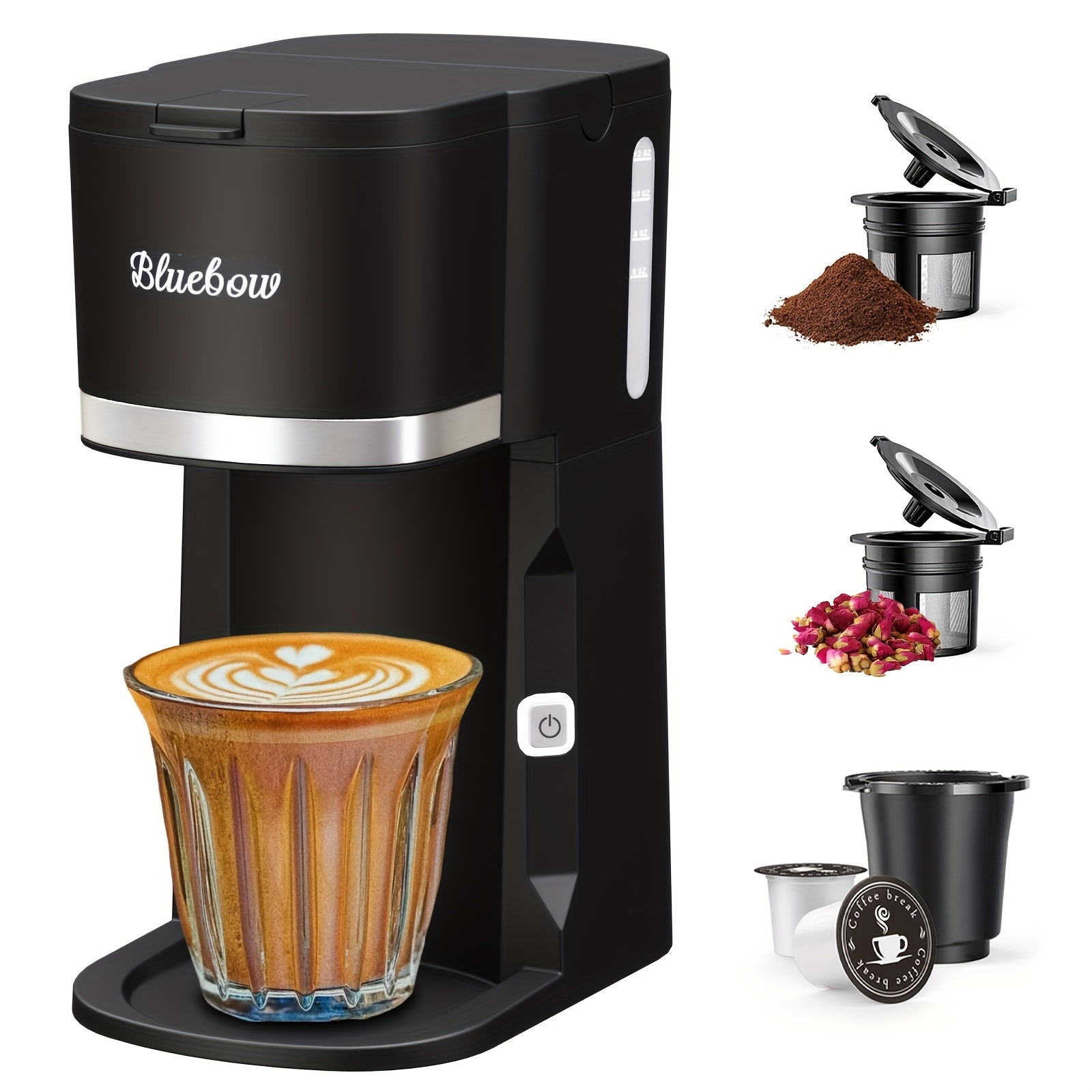 Single Serve Coffee Maker 3-in-1 ¨C Hot & Iced Coffee Machine Compatible with K-Cup Pods, Ground Coffee & Tea, 6-12 oz Brew Sizes, Iced Tea Maker, Compact Countertop Brewer ¨C Black (CM6080/CM6070)
