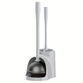 Toilet Plunger and Bowl Brush Combo Set for Bathroom Cleaning - Heavy Duty Plunger with Holder & Toilet Brush with Caddy, 2-in-1 Bathroom Cleaning Set, Gray, Compact Storage for Home Bathroom