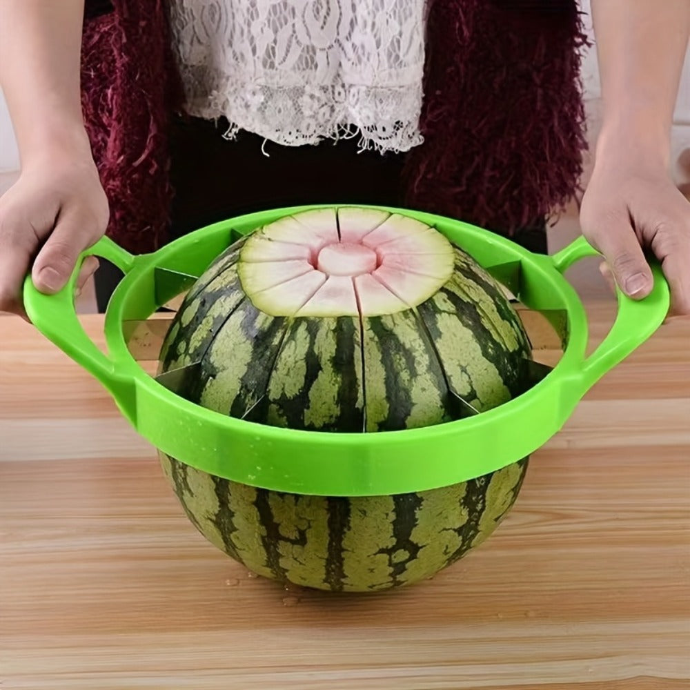 Stainless Steel Watermelon Cutter Slicer - One-Motion Core & Slice Tool, Reusable Fruit Separator for Kitchen