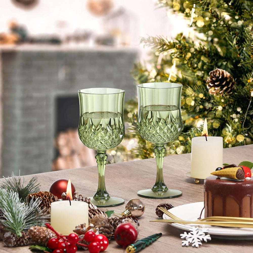 48pcs Shatterproof Plastic Wine & Champagne Glasses Set - 7oz Unbreakable Vintage Goblets Crystal Finish Reusable Cups for Parties Weddings Outdoor Events