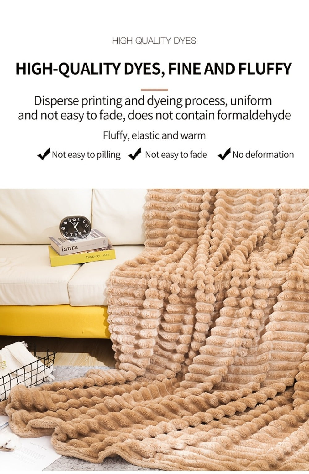 500gsm Heavy Plush Blanket ¨C Ultra Thick Soft Warm Fluffy Blanket for Bed, Sofa & Travel, Baby to Double Size, 5 Colors