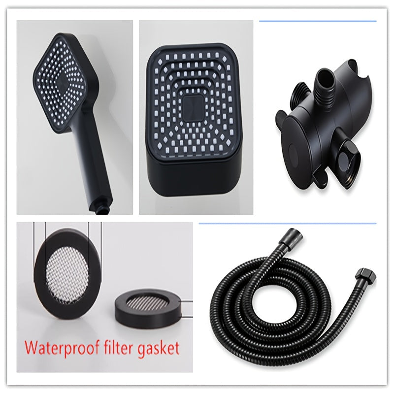 Handheld Shower Head Kit 4 Inch High Flow with Long Hose 3-Way Diverter Dual Purpose Shower Spray Assembly Wall Mount Bathroom Shower Fixtures Silver Black