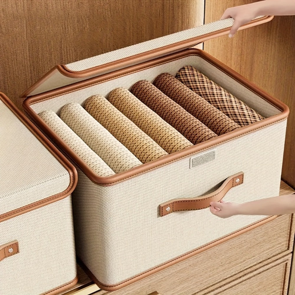 Foldable Storage Bins with Lids 2-Pack, Large Collapsible Clothes Organizer with Flip-Top Closure ¡ª Under Bed Storage for Bedroom, Closet, Dorm, Home & Travel | Multiple Sizes