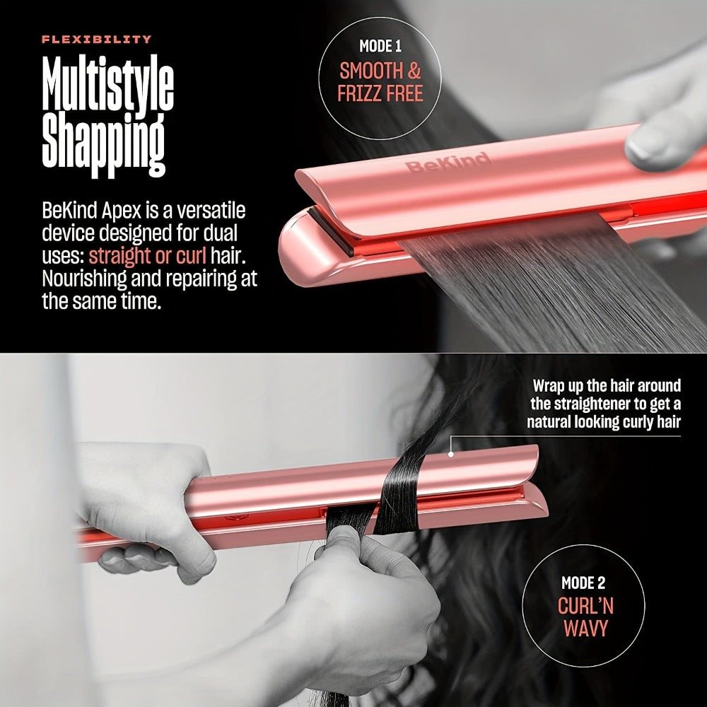 Hair Straightener Flat Iron 2-in-1 Curling Iron | 460¡ãF Professional Ceramic Plates | 15s Fast Heating | Temp Memory | UltraSmooth Anti-Frizz | Gift Set for Women Girls