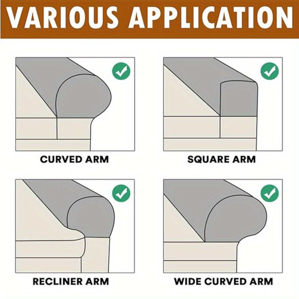 Stretch Armrest Covers for Chairs Sofa Couch 2 Pcs Spandex Elastic Arm Covers Slipcovers Plaid Pattern Furniture Protector for Living Room Recliner Armchair Home Decor
