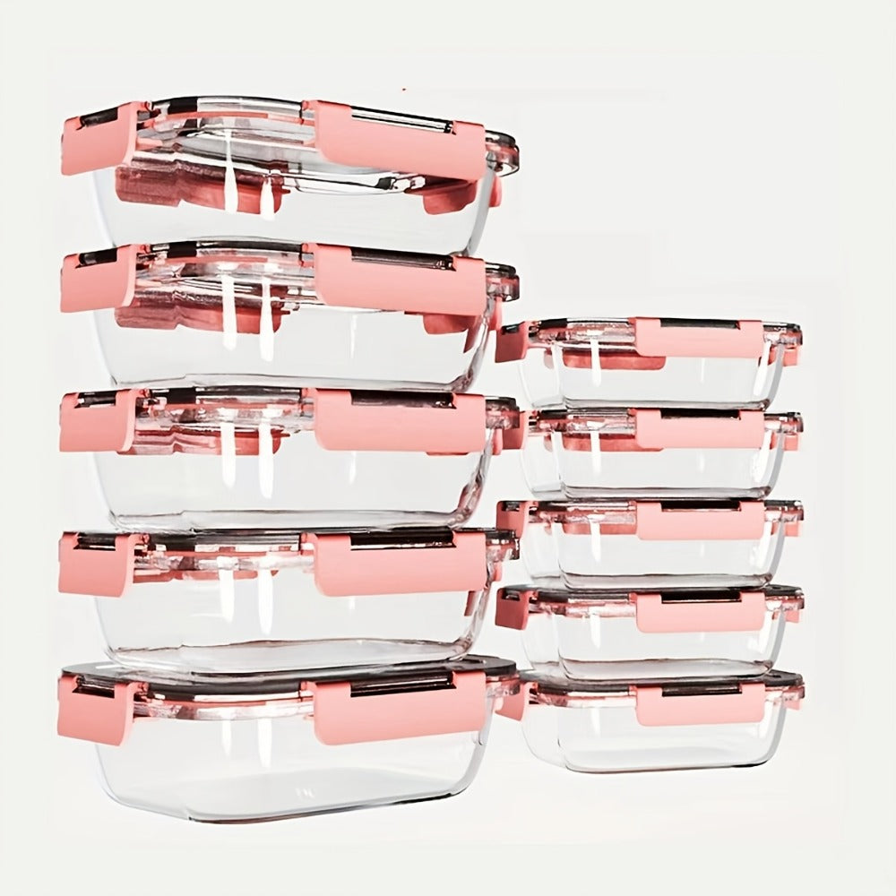 Glass Food Storage Containers with Lids 10PCS Set ¨C Airtight Leak-Proof Meal Prep Containers, Dishwasher & Oven Safe, Lunch & Leftover Storage